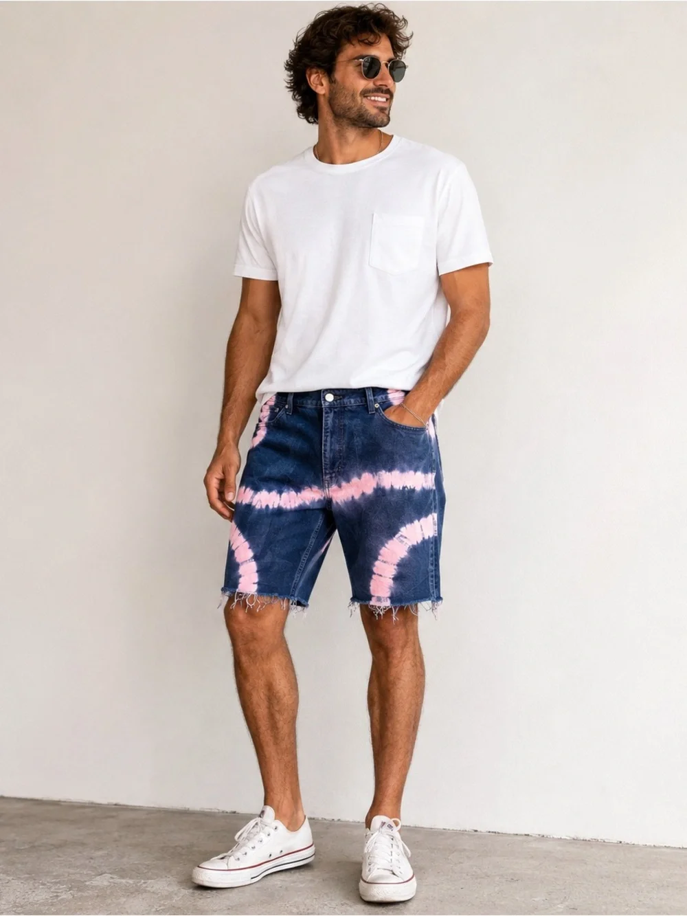 Levi's 511 Tie Dye Cutoff Denim Shorts Blue Pink Men's 42 Frayed Festival